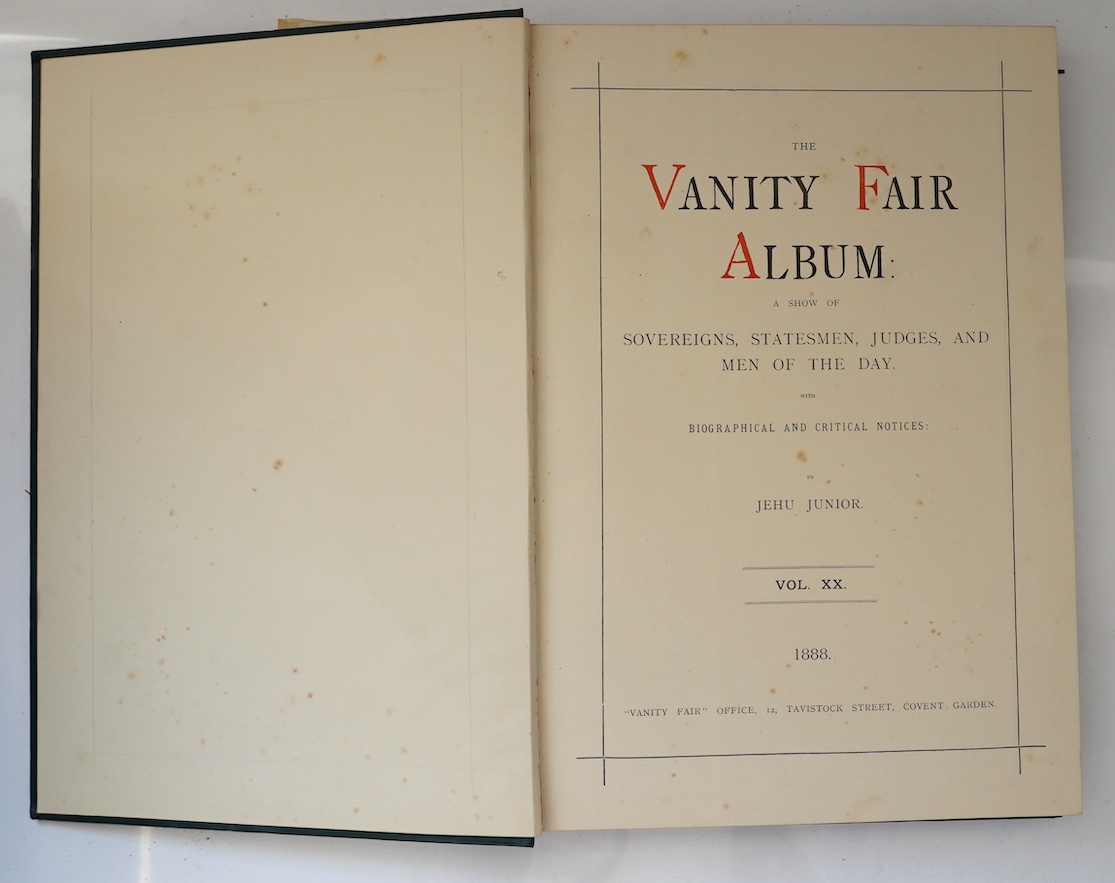 The Vanity Fair Album ... with biographical and critical notes. (Edited) by Jehu Junior (i.e. Thomas Gibson Bowles & A.G. Witherby). vols. XX & XXV - with 103 (ex 104) chromolithographed plates (by 'Spy', 'Ape' and other